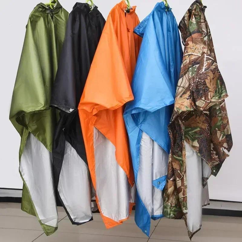 레인 3 하이킹 야외 방수 코트 텐트 후드 판초, 캠핑 사이클링 커버, 배낭 매트 1